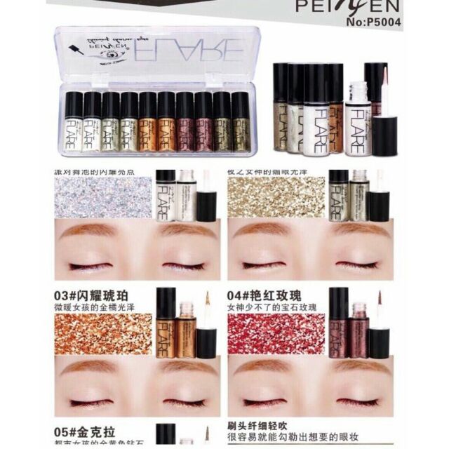 Combo nguyên set nhũ mắt 10 màu tiện lợi