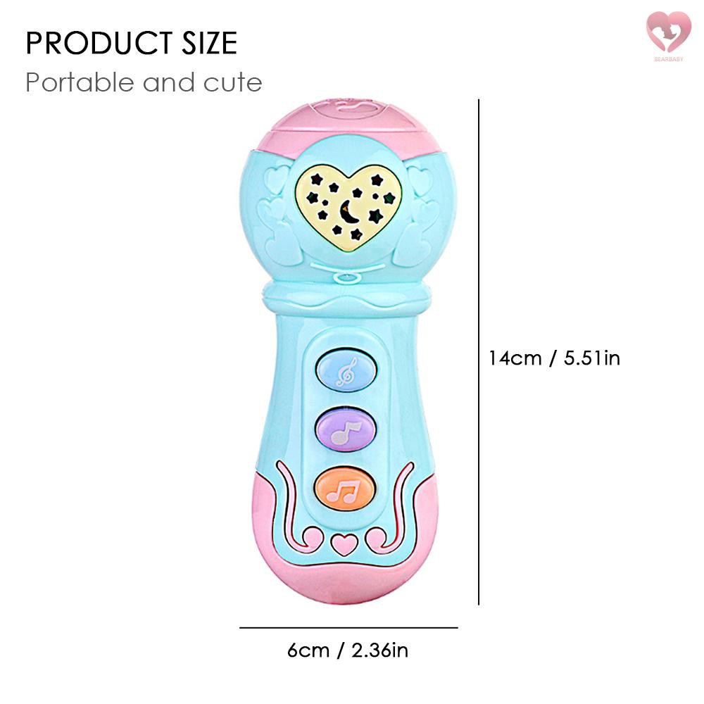 Toddler Toy Microphone Keyboard Instrument Toy Educational Infant Toy Activity Center Music Playing and Star Lights with 4 Children's Songs + 3 Stories + 10 Sound   Effects(Battery Not Included)