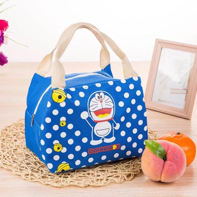 TÚI GIỮ NHIỆT - TÚI ĐỰNG HỘP CƠM IN HÌNH DORAEMON, KITTY, TOTORO