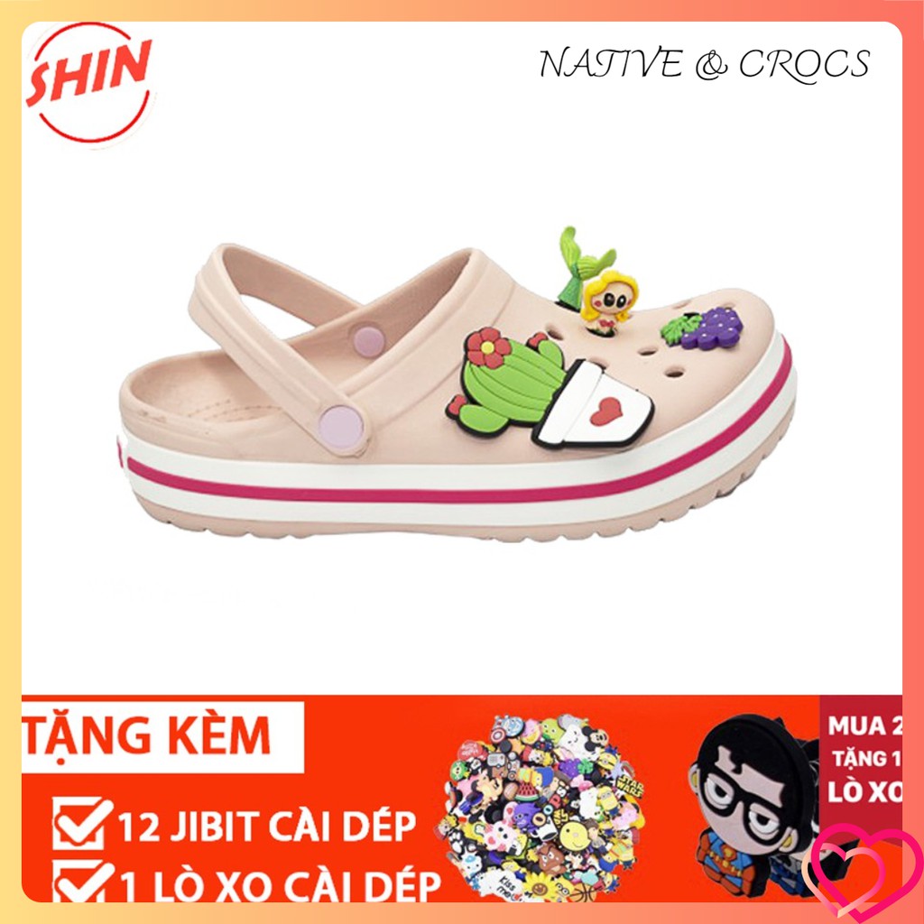 ⚡Dép cros màu hồng đế bánh mì💖dép cross bít đầu Cao Cấp ⭐