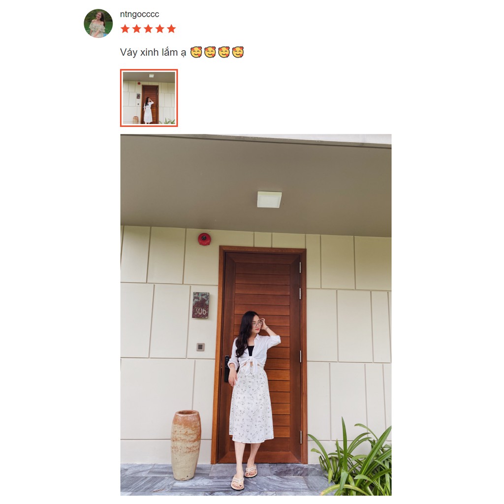 Chân váy hoa nhí vintage trắng dài chữ a qua gối 2 lớp ulzzang mát mẻ - CV02 | BigBuy360 - bigbuy360.vn