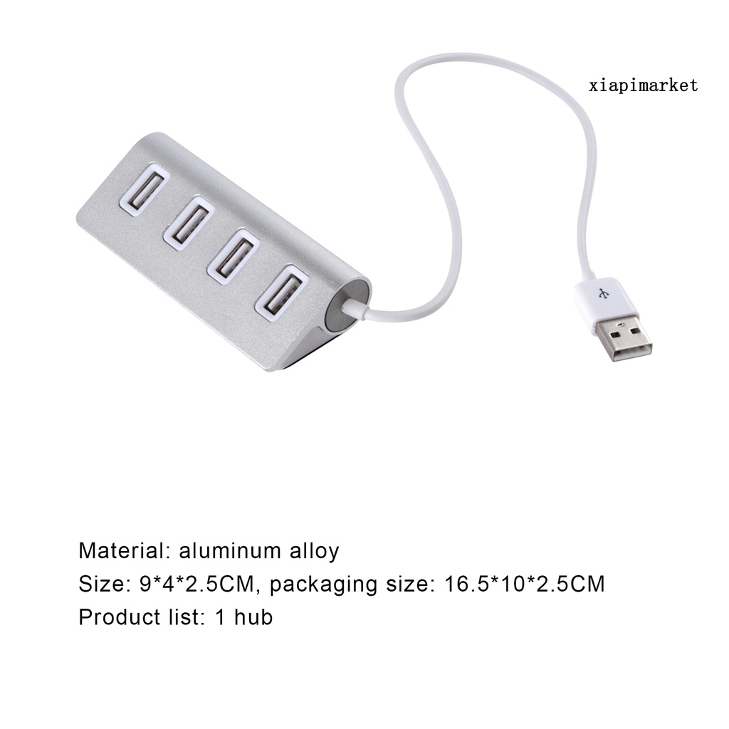 LOP_USB2.0 Wire Hub Multifunctional Widely Compatible Aluminium Alloy USB Wire Hub for Computer
