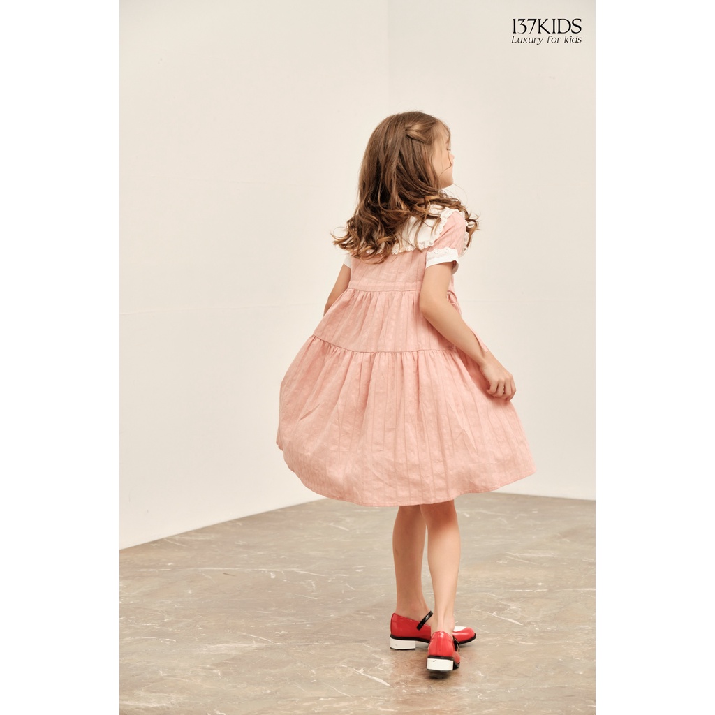 Váy babydoll 137Kids thiết kế nhún bèo dễ thương cho bé gái đi chơi đi dự tiệc