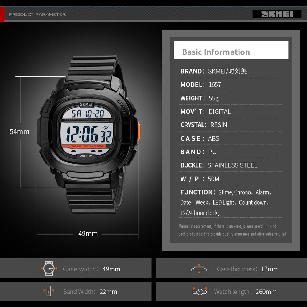 Đồng Hồ Điện Tử Thể Thao SMAEL 1657 Họa Tiết Rằn Ri Chống Nước 50M Cho Nam
