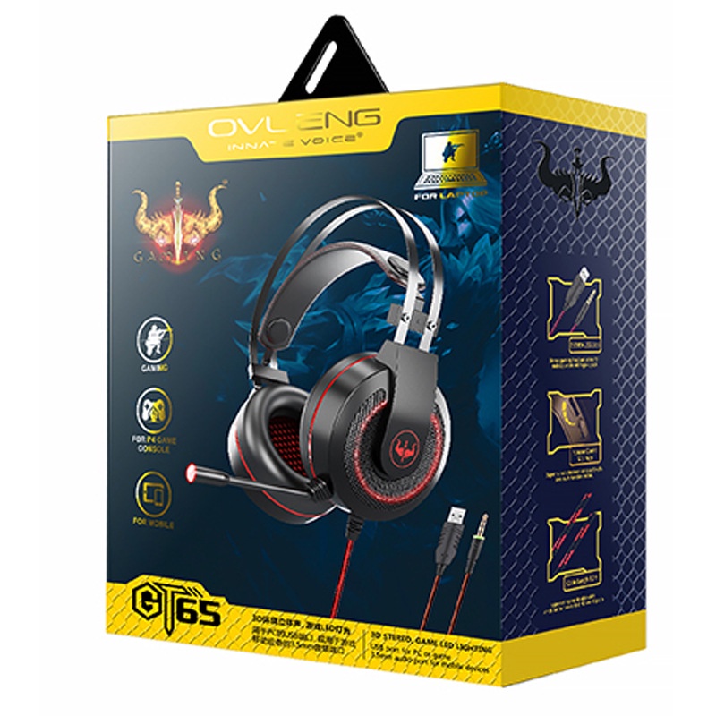 Tai Nghe Chụp Tai GT65 Chuyên Game Máy Tính/PC/Điện Thoại Di Động Bass Mạnh Mẽ Chất Lượng Âm Thanh Nổi
