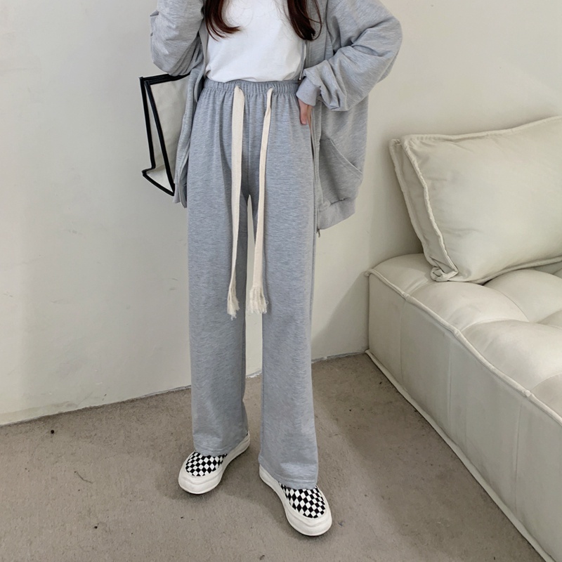 Quần thể thao lưng cao dáng rộng thiết kế đơn giản thời trang cho nữ