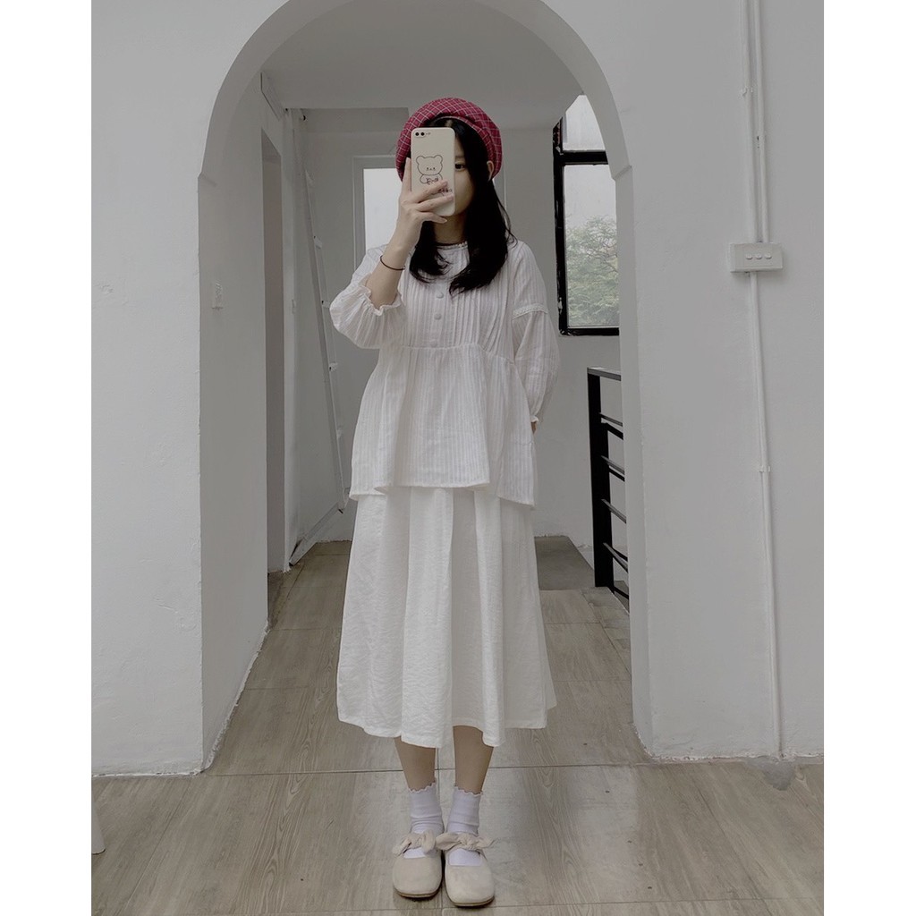 Áo Babydoll 5 cúc Vàng nhạt - Made by Fiin