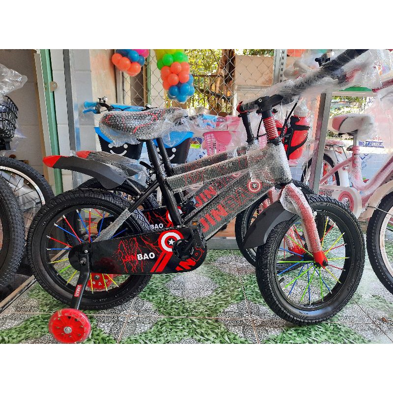 Xe đạp 12, 14, 16 inch màu đỏ cho bé trai và màu hồng dễ thương cho bé gái