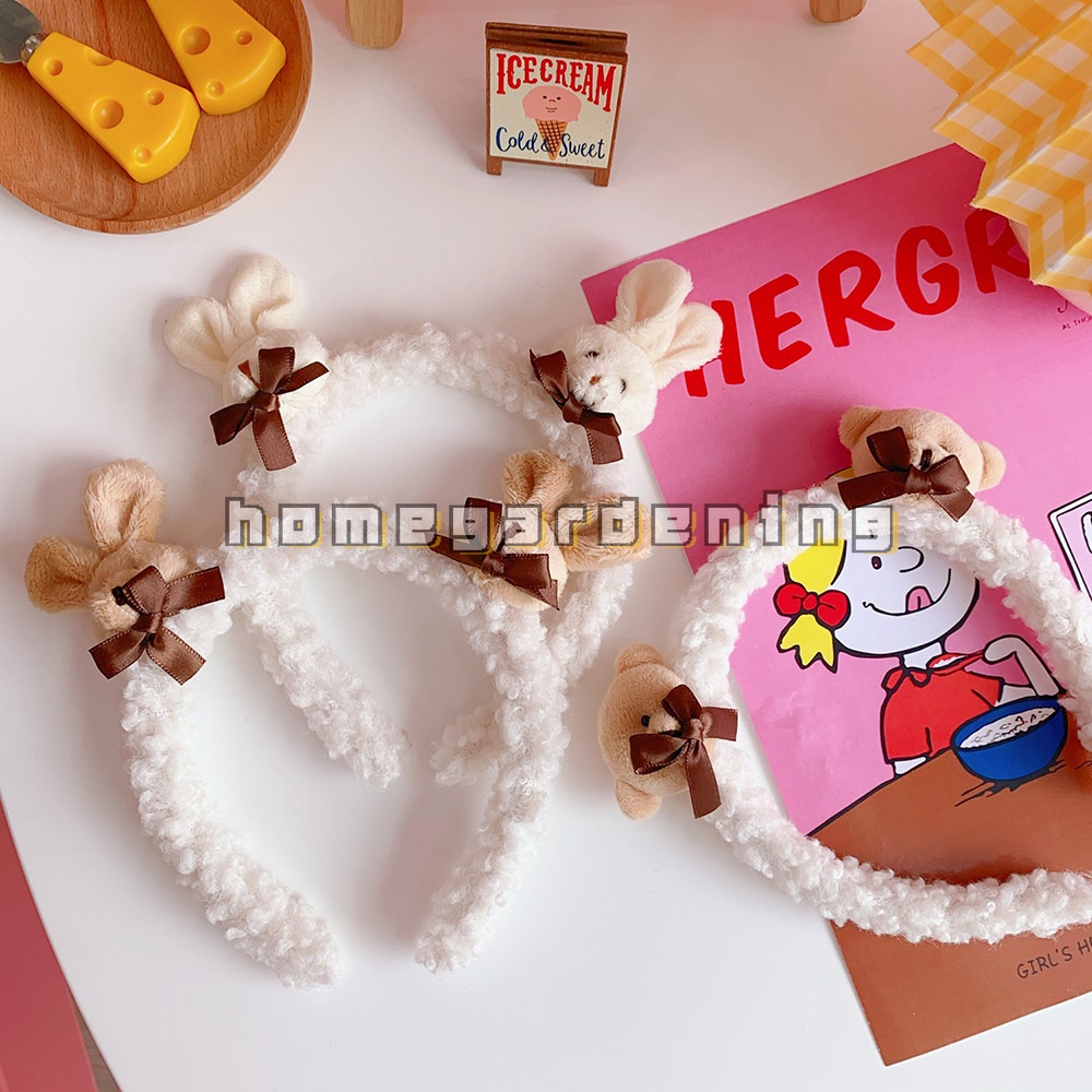 Băng Đô Cài Tóc Rửa Mặt Hình Tai Thỏ Hoạt Hình Dễ Thương Cho Nữ