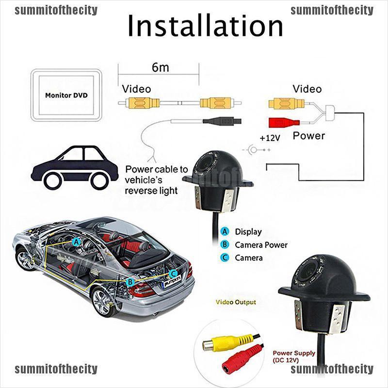 Trang Điểm 170° Camera Lùi CMOS 8 Bóng LED Chống Thấm Nước Cho Xe Hơi
