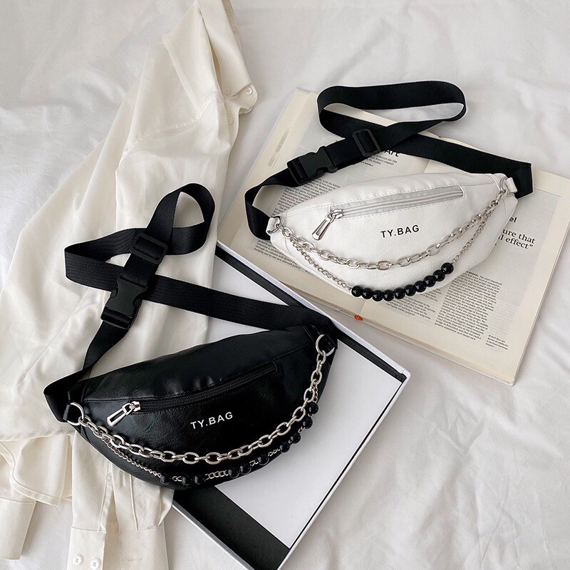 Túi Xách Nữ Bao Tử Đeo Chéo Da Mềm Phối 2 Xích Thời Trang Cá Tính Đẹp 063 - ANTA.BAGS