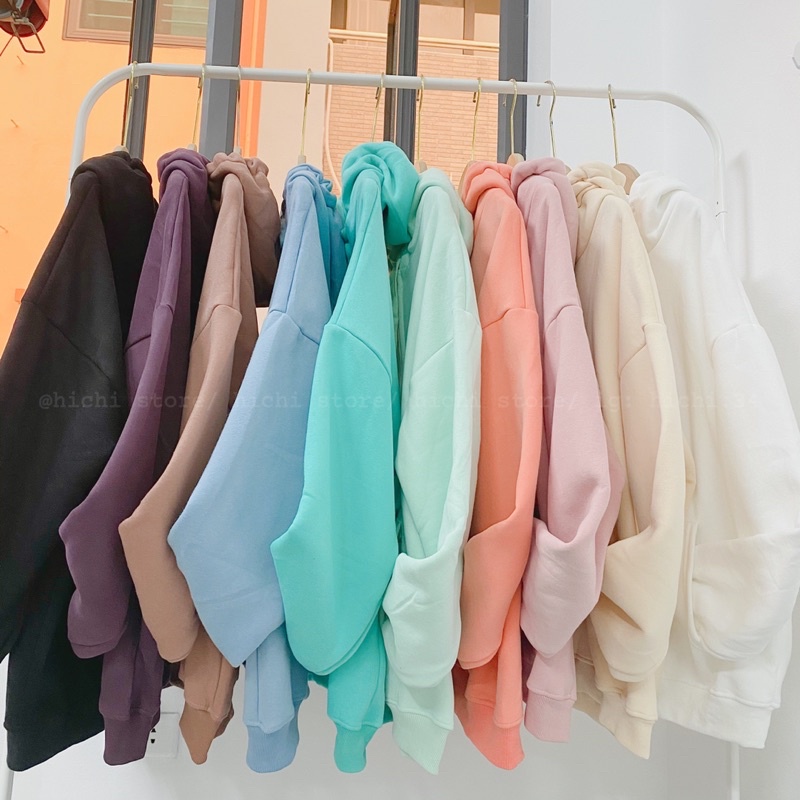 áo hoodie kéo khoá nỉ bông trơn unisex nam nữ sweater 10 màu hichi | BigBuy360 - bigbuy360.vn
