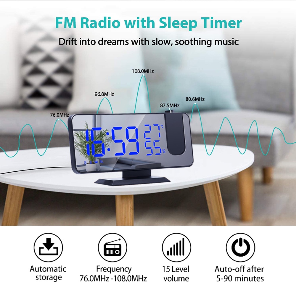 Đồng Hồ Báo Thức Kỹ Thuật Số Đo Nhiệt Độ Và Độ Ẩm Kèm Hướng Dẫn Màu Đen