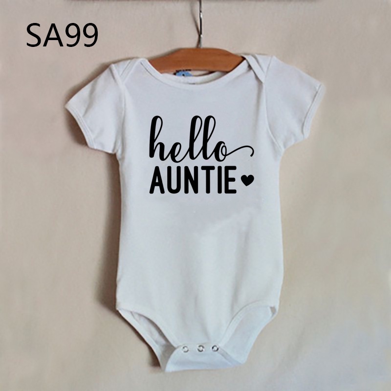 Bộ Áo Liền Quần In Chữ hello Dad Grand auntie Cho Trẻ Sơ Sinh