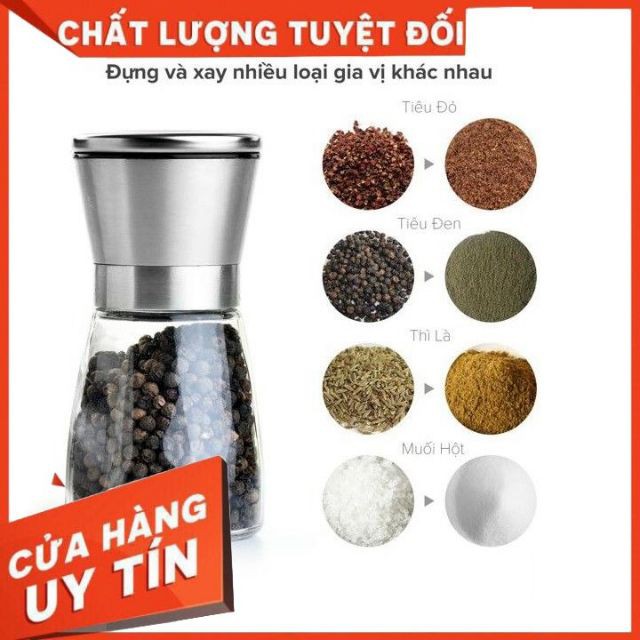 Hũ xay tiêu thủy tinh, nắp inox tiện lợi, dung tích 180mL - M126