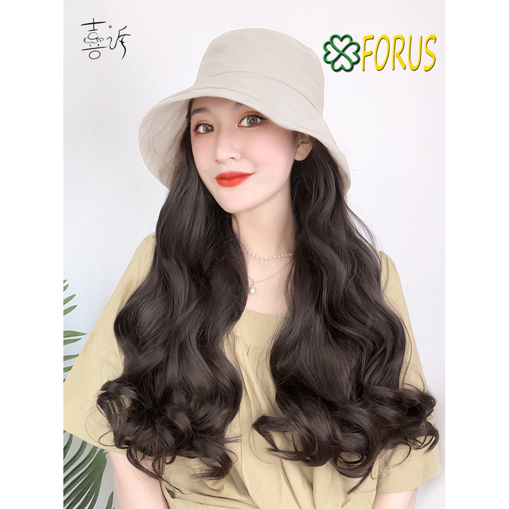 Tóc giả gắn mũ tai bèo trắng xoăn dài 💖FREESHIP💖 Sỉ 115K
