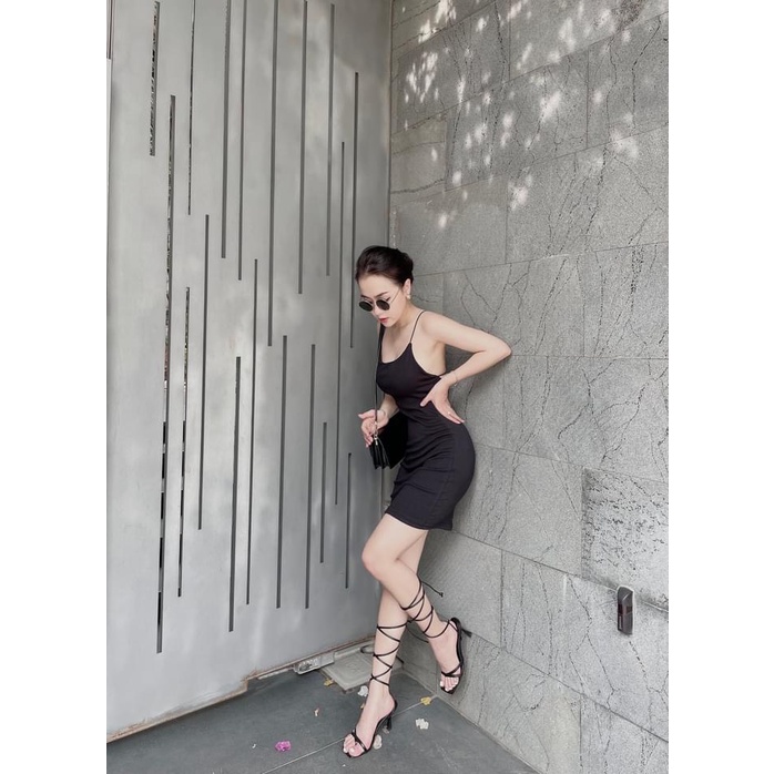 Đầm Body Hai Dây Sợi Bún Khoen Lưng Sexy