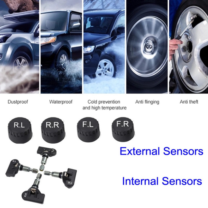 [ Bảo Hành 12 tháng] Cảm biến áp suất lốp van ngoài TPMS dành cho ô tô, xe hơi ETP037 màn hình LCD