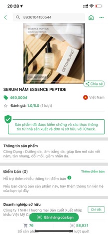 SERUM NÁM ESENCE PEPTIDE DETOX BLANC