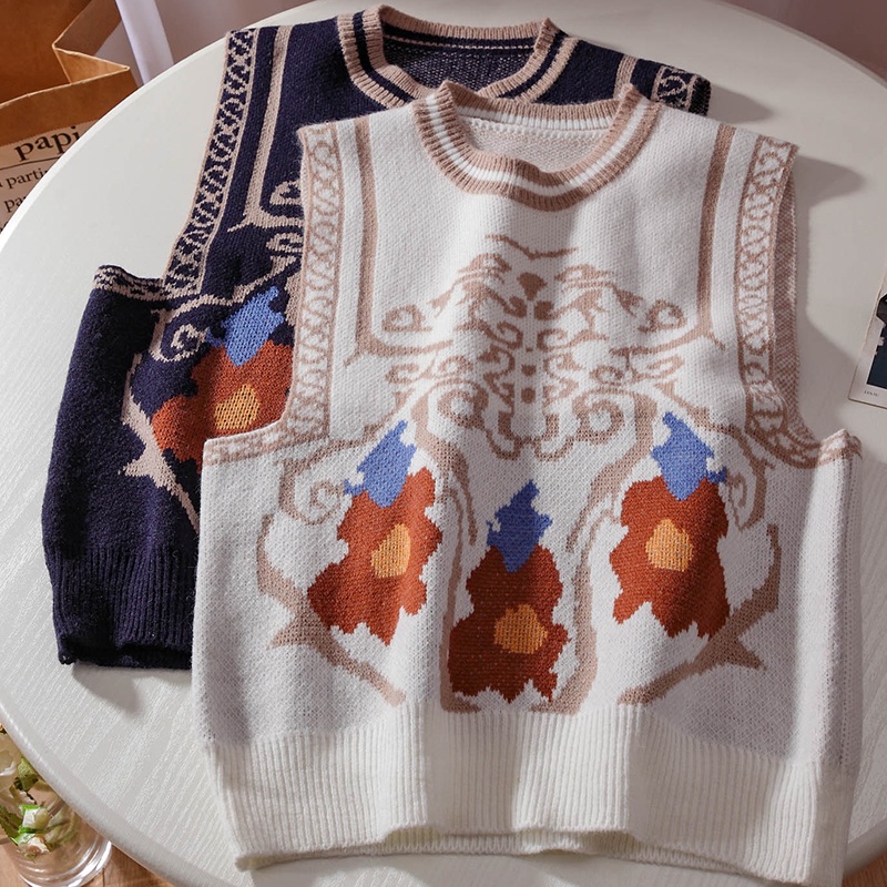 Áo Gile len nữ họa tiết phối màu đen be phong cách Unisex Hàn Quốc LADY SHOP M20HD | BigBuy360 - bigbuy360.vn