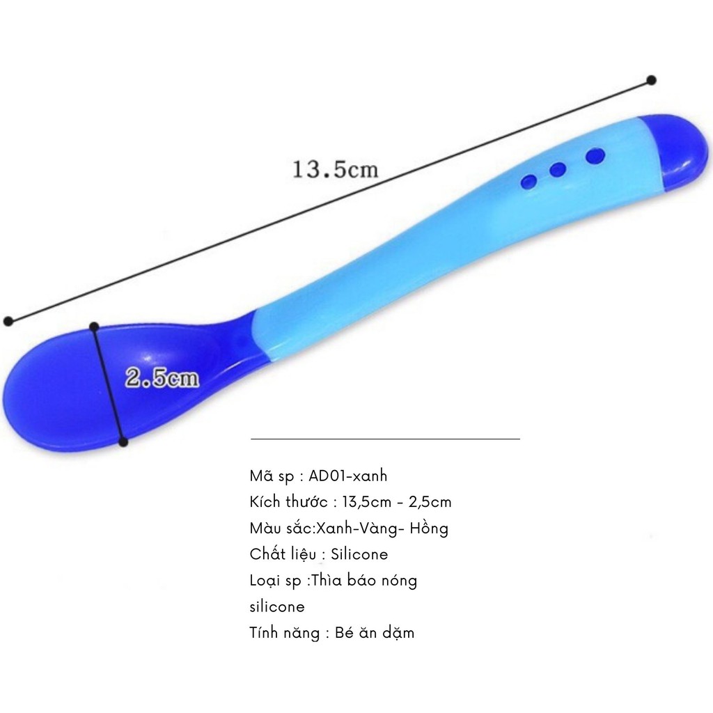 Thìa ăn dặm báo nóng bón cháo đút bột chất liệu silicon an toàn cao cấp THIA01