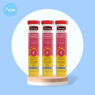 Viên sủi swisse vitamin c high strength 1000mg úc hương dâu