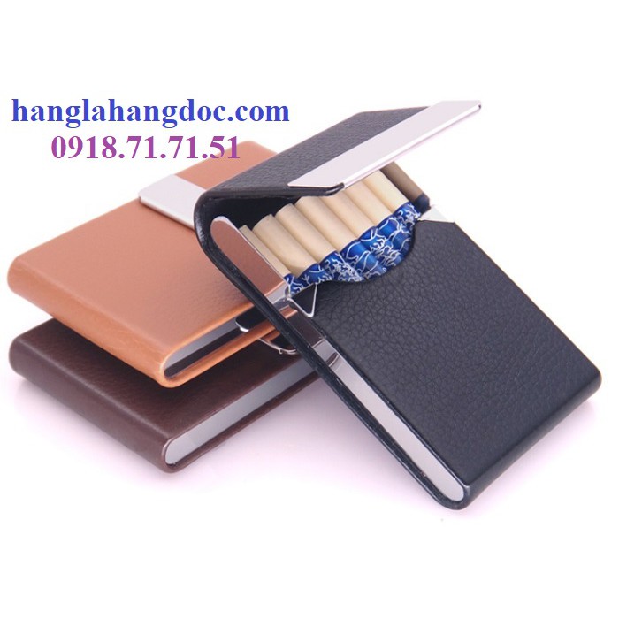 Hộp đựng thuốc lá bọc da HT 096 siêu nhỏ gọn, chứa 07 điếu thuốc thông thường