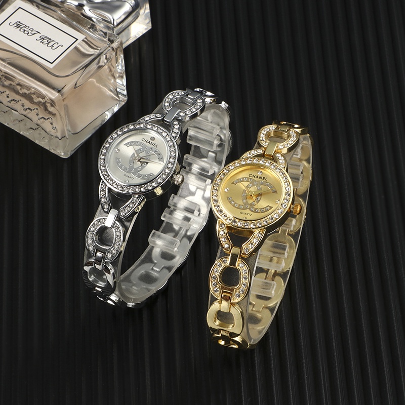 Đồng Hồ Đeo Tay Mặt Tròn Đính Đá Thời Trang Cho Nữ
