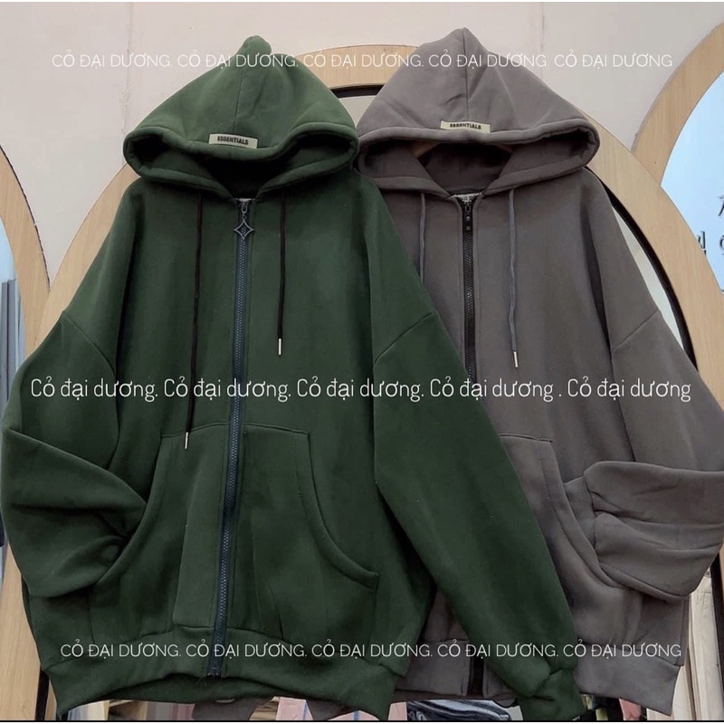 ÁO NỈ HOODIE chữ ESSENTIALS mũ 2 lớp dáng rộng Mao Mao Boutique