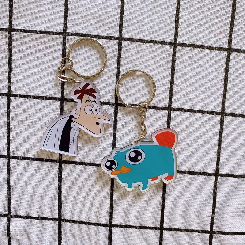 Móc khoá mica hai mặt hài hước dễ thương, Perry and Doofenshmirtz