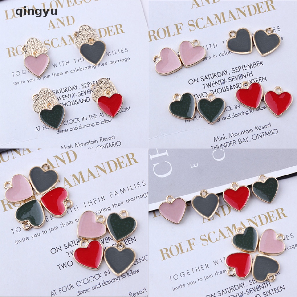 Set 10 Mặt Dây Chuyền Tráng Men Hình Trái Tim Làm Trang Sức Thủ Công