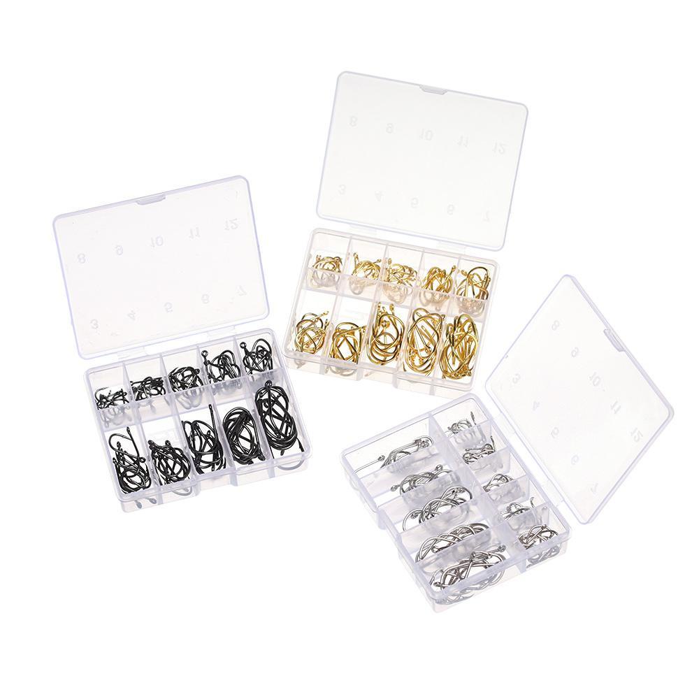 Set 100 Lưỡi Câu Cá 10 Kích Cỡ Bằng Thép Carbon Cao Cấp