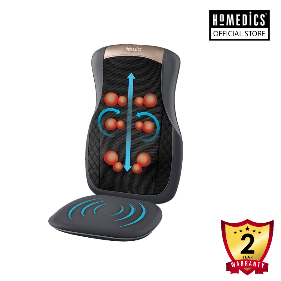 Đệm ghế massage Shiatsu 3D kèm nhiệt công nghệ pin sạc dùng được trên ô tô Homedics MCS-624HJ