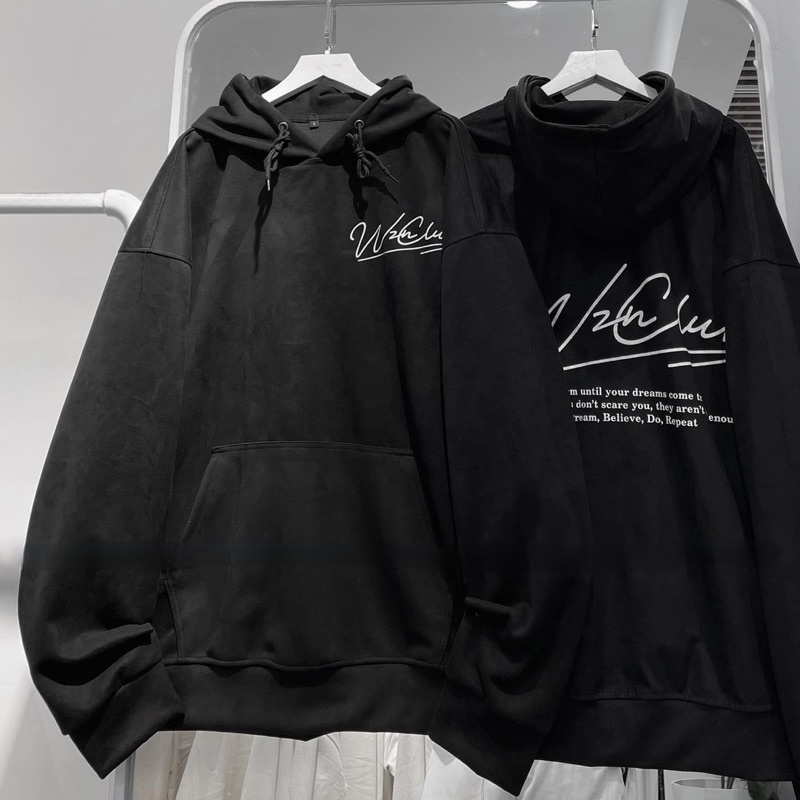 (có sẵn) Áo Hoodie form rộng da lộn CLUB Unisex (nam nữ mặc được)