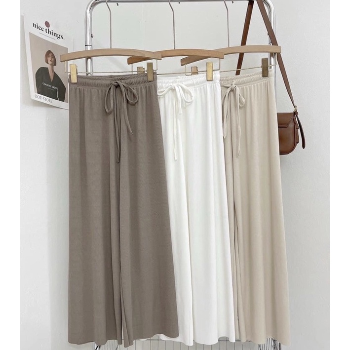Quần culote gân tăm lạnh rút dây