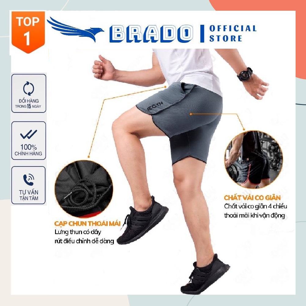 Quần short nam, quần đùi nam 𝐄𝐂𝐇𝐓 thể thao chạy bộ, tập gym chất thun lạnh co giãn 4 chiều