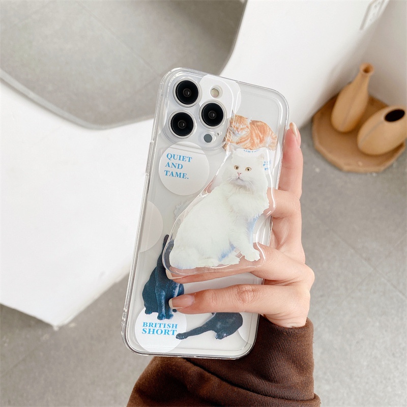 Ốp Điện Thoại TPU Mềm Có Đế Đỡ Hình Mèo Cho Iphone 7 8 PLUS X XR XS 11 12 13 PRO MAX SE 2020