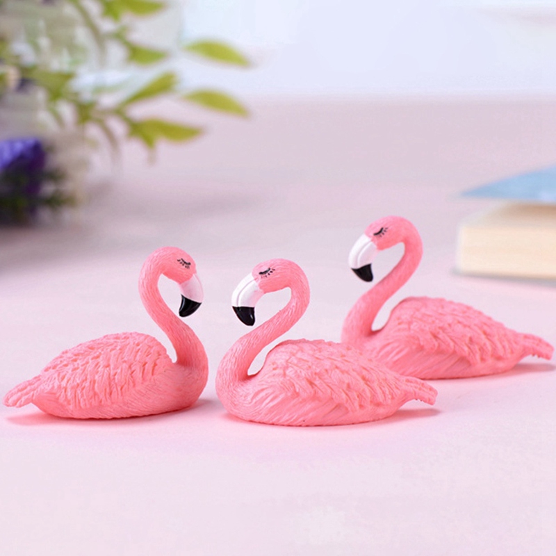 Set 2 Mô Hình Chim Hồng Hạc 2cm X 3cm Trang Trí Sân Vườn