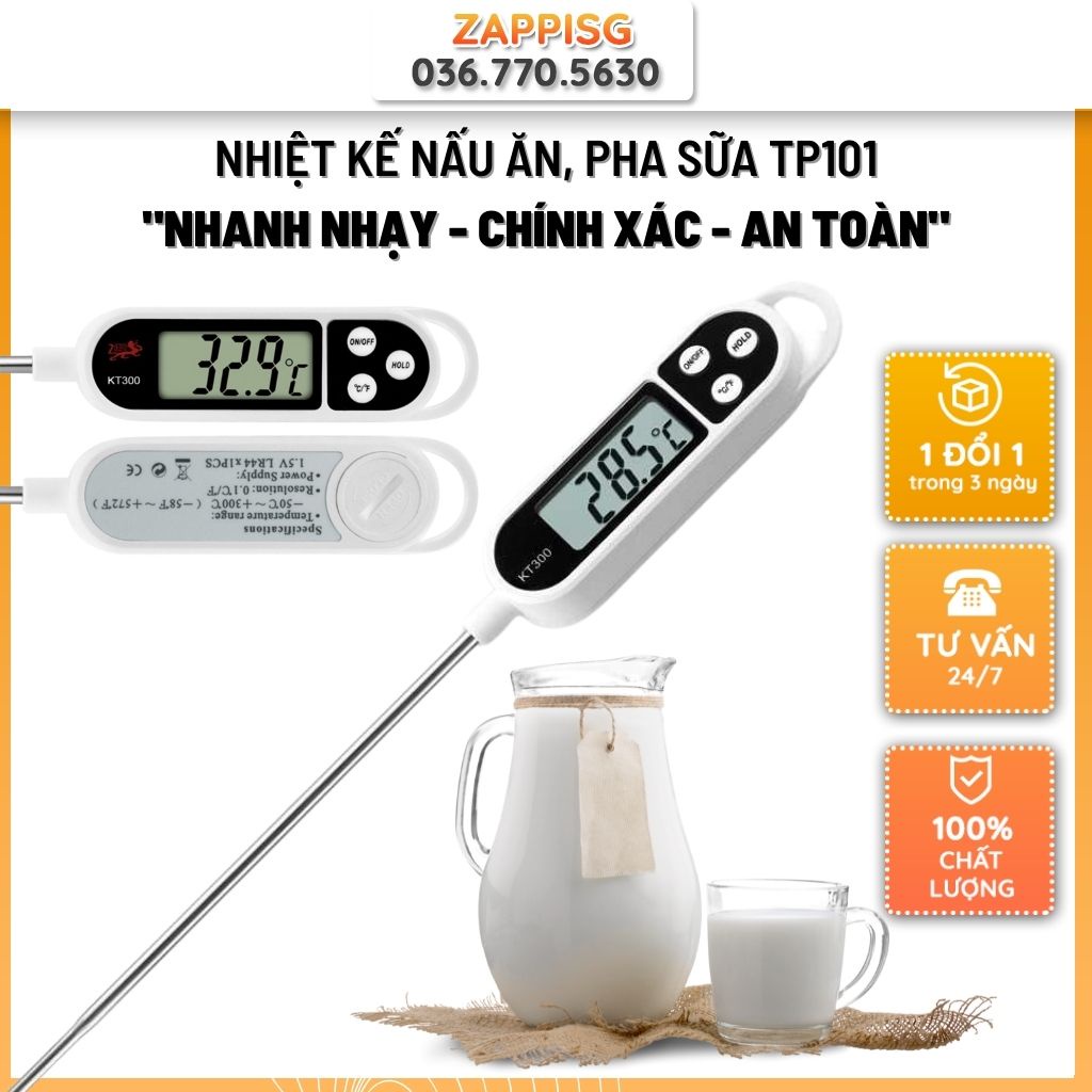 Nhiệt kế pha sữa,Nhiệt kế nấu ăn, pha sữa TP101,máy đo nhiệt độ thực phẩm,đồ ăn,nước uống,kết quả chính xác