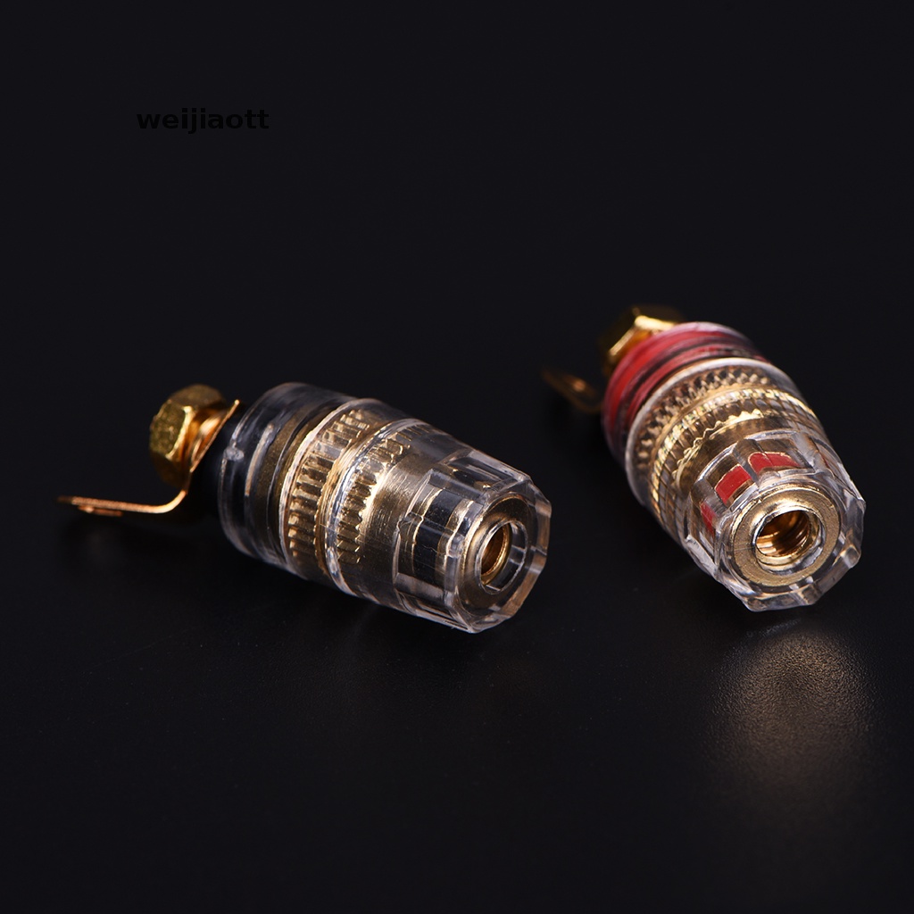 weijiaott 2X Amplifier Speaker Crystal Terminal Binding Post Connector For 4mm Banana Plug Hot sale WT