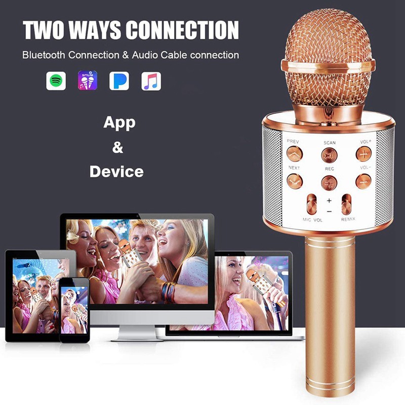 Set 2 Micro Bluetooth Không Dây Hát Karaoke Giáng Sinh / Sinh Nhật