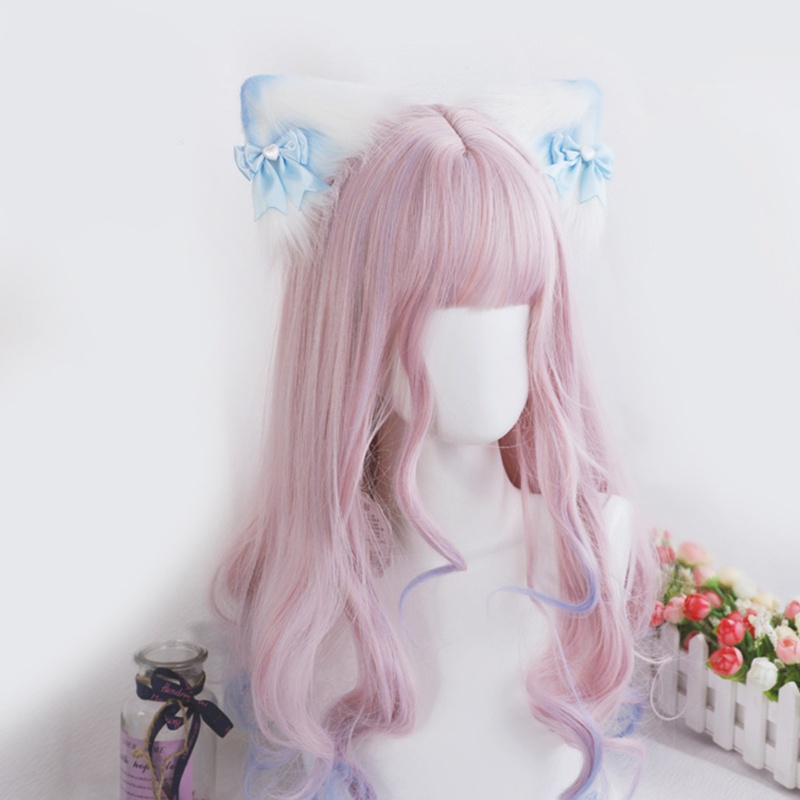 Kẹp Tóc Hình Tai Mèo Phối Lông Phong Cách Lolita