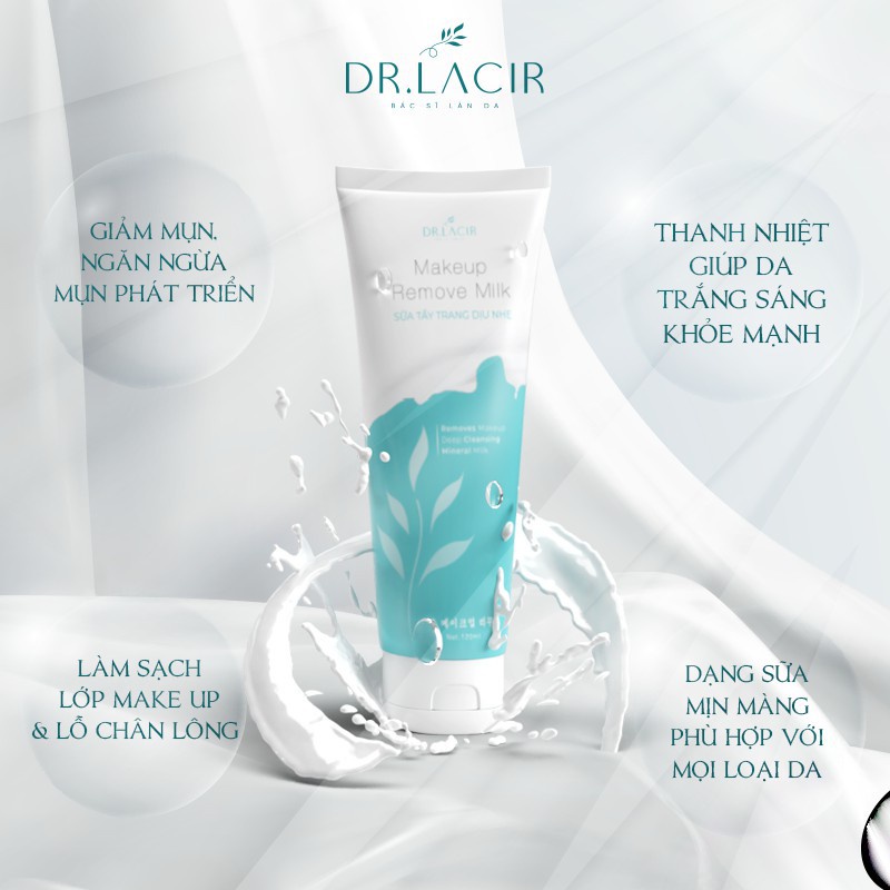 Combo 2 món chăm sóc da mặt Dr.Lacir Kem chống nắng sinh học 60ml Sữa tẩy trang cao cấp 120ml LM26