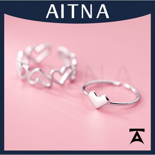 Aitna Nhẫn Đính Hôn Trơn Hình Trái Tim Tối Giản Cho Nữ