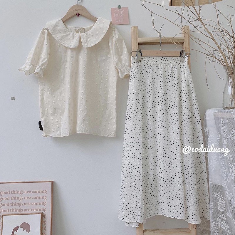 Chân Váy Dài Họa Tiết Chấm Bi Cạp Chun Đủ Size M2219 | BigBuy360 - bigbuy360.vn