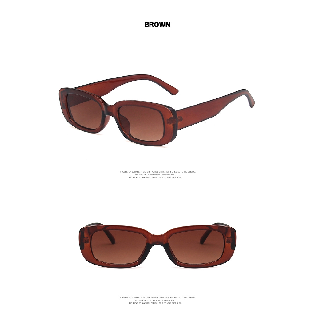 Kính Mát Hình Chữ Nhật Chống Tia Uv400 Phong Cách Phương Tây Cổ Điển Cá Tính Cho Nữ