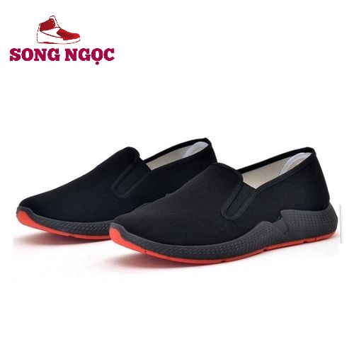 Giày 👟Lười Nam Vải Cao Cấp- Đen- Mã HD50 lót thấm hút mồ hôi tốt bền đẹp dễ phối đồ