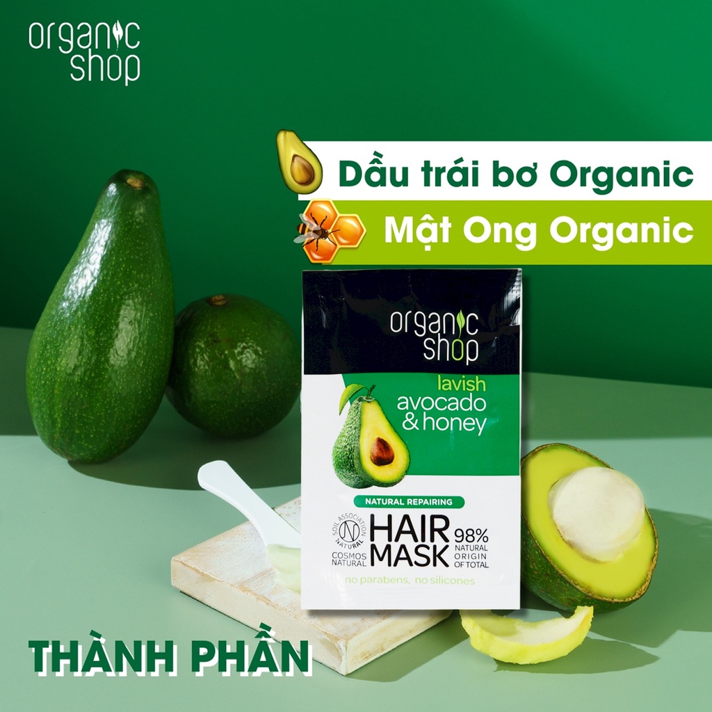 Kem ủ tóc ORGANIC SHOP ủ tóc phục hồi, dưỡng tóc mềm mượt 6ml NPP Shoptido