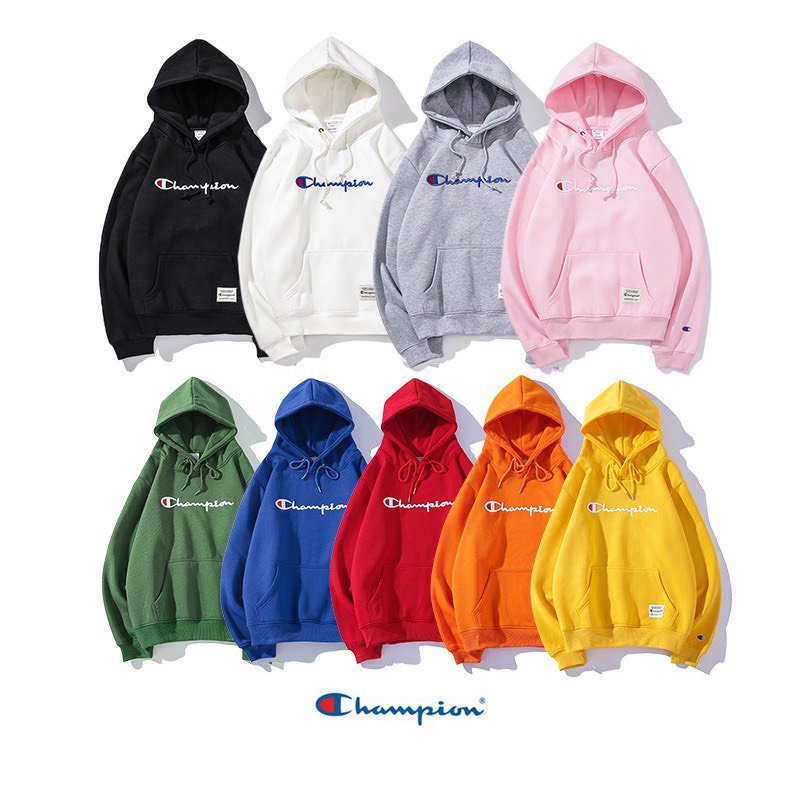Hoodie Champion nỉ bông chữ thêu nổi cao cấp logo thêu tay Tubee shop