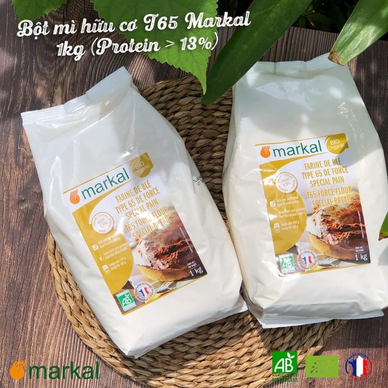 BỘT MÌ HỮU CƠ T65 MARKAL 1KG (PROTEIN &gt; 13%) date 7/2022